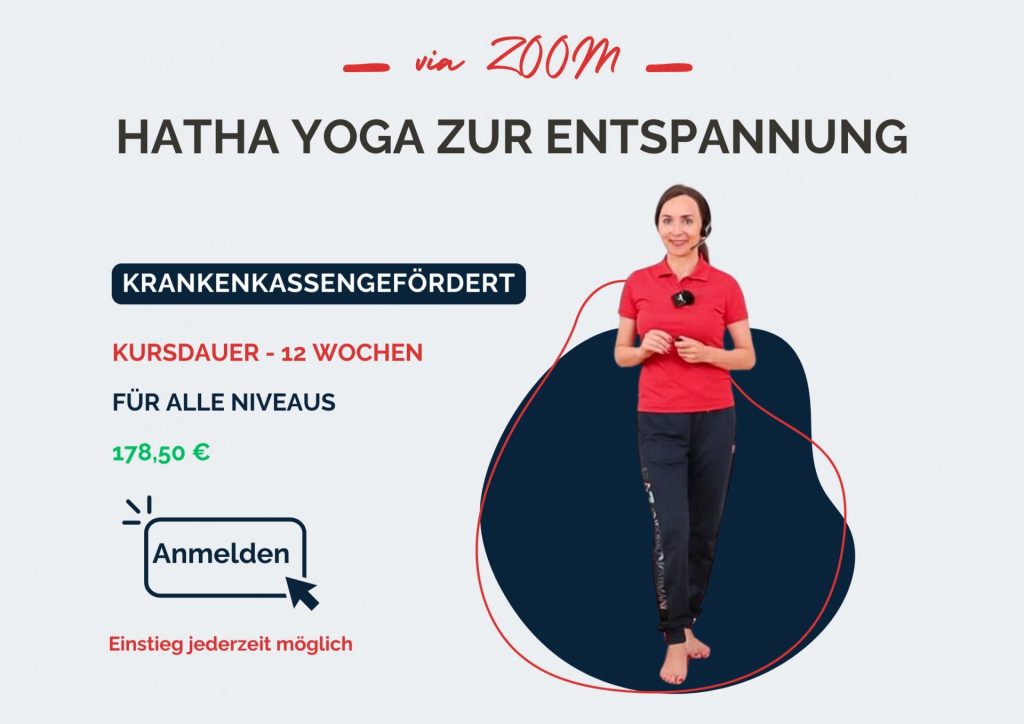 Hatha Yoga zur Entspannung via Zoom mit Kassenzuschss